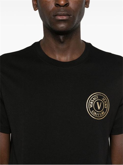 T-shirt uomo maniche corte nera Versace jeans Couture | 77GAHT00CJ00TG89